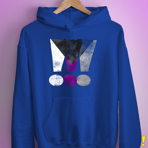 Demisexual Pride Grunge Exclamation Points Hoodie - Royal Blue